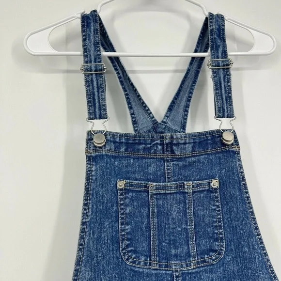 No Boundaries Denim Shortalls Cuffed Overalls Relax Fit - Picture 3 of 12